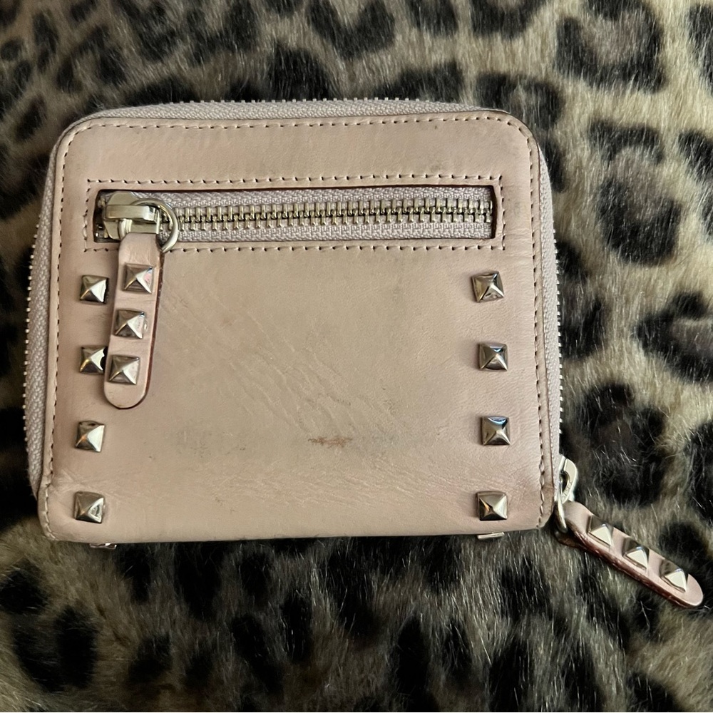 Rebecca Minkoff Leather Pyramid Studded Wallet in light pink/lilac color.. - Picture 2 of 10